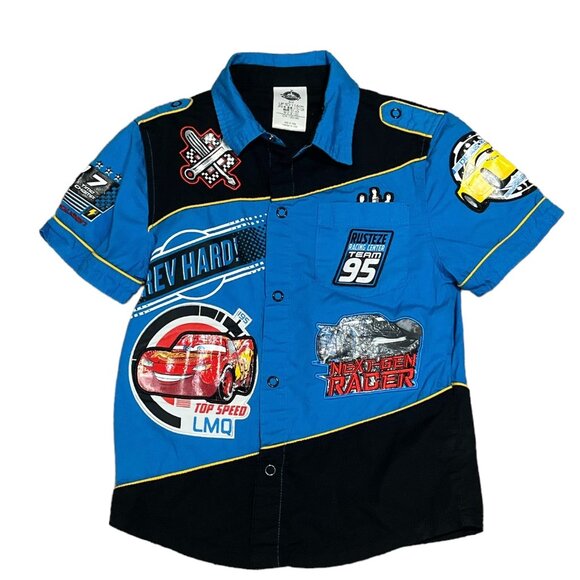 DISNEY PIXAR Cars Child's Short Sleeve Shirt Size 5/6 Snaps Cotton **READ - Picture 3 of 10